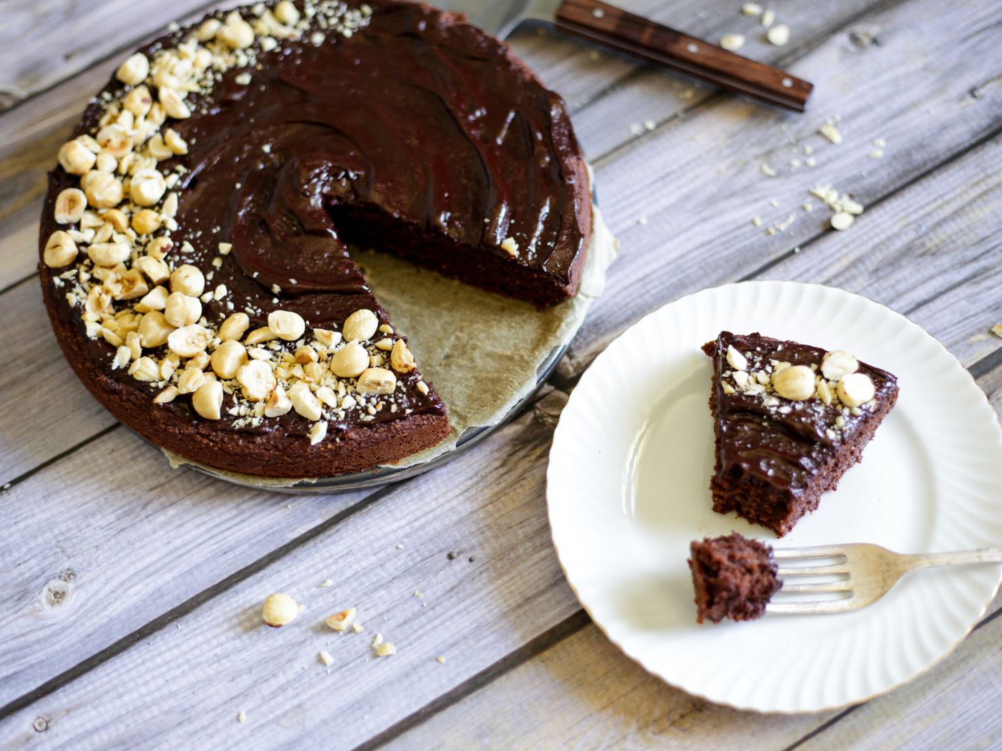 Veganer Glutenfreier Schokoladenkuchen von oben